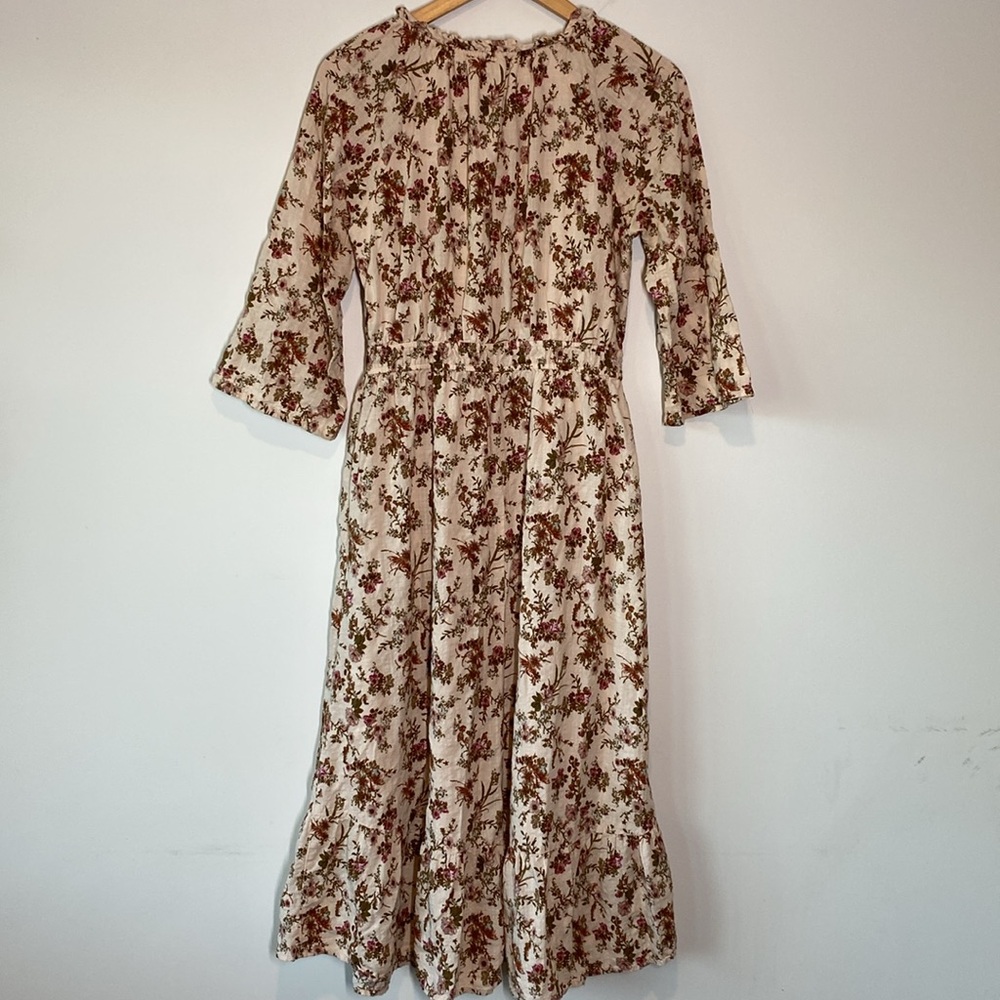 Frye Floral Cream and Brown Dress - Picture 3 of 10